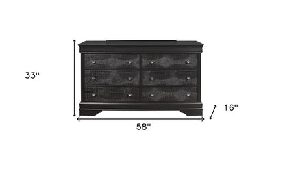 Cómoda de cinco cajones de madera maciza gris metalizada de 31"