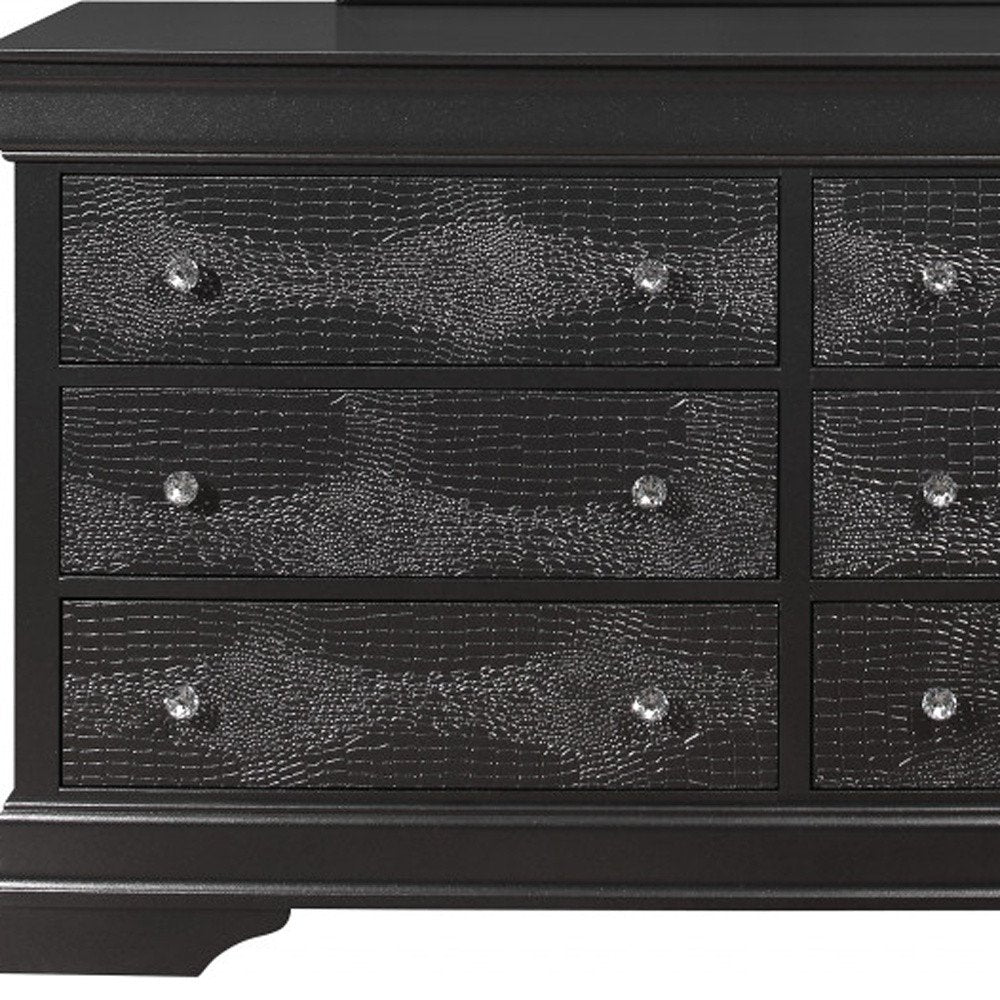 Cómoda de cinco cajones de madera maciza gris metalizada de 31"