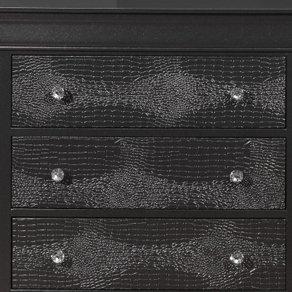 Cómoda de cinco cajones de madera maciza gris metalizada de 31"