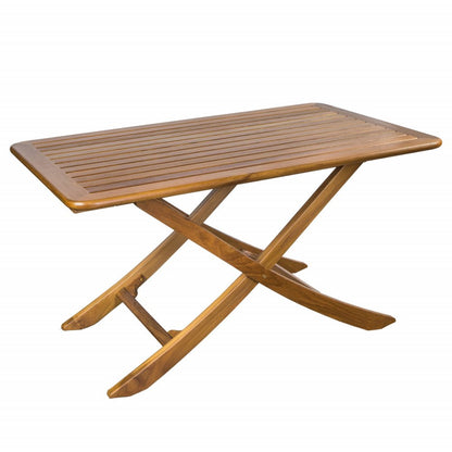 Mesa de picnic plegable para exteriores de madera maciza marrón de 43"