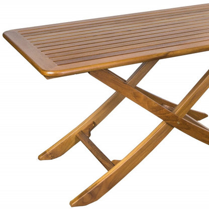 Mesa de picnic plegable para exteriores de madera maciza marrón de 43"