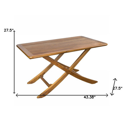 Mesa de picnic plegable para exteriores de madera maciza marrón de 43"