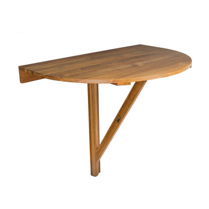 Mesa de balcón plegable para exteriores de madera maciza semicircular marrón de 24"