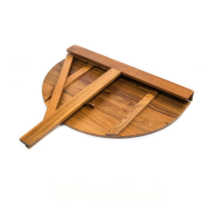 Mesa de balcón plegable para exteriores de madera maciza semicircular marrón de 24"