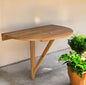 Mesa de balcón plegable para exteriores de madera maciza semicircular marrón de 24"