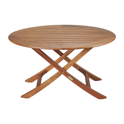 Mesa auxiliar plegable para exteriores de madera maciza ovalada marrón de 40"