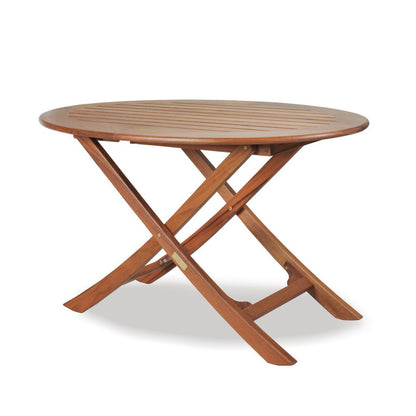 Mesa auxiliar plegable para exteriores de madera maciza ovalada marrón de 40"