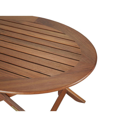 Mesa auxiliar plegable para exteriores de madera maciza ovalada marrón de 40"
