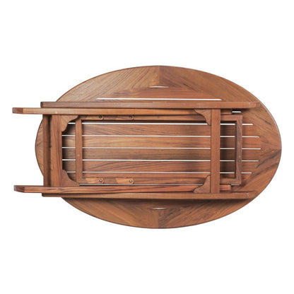 Mesa auxiliar plegable para exteriores de madera maciza ovalada marrón de 40"