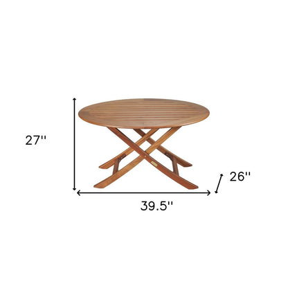Mesa auxiliar plegable para exteriores de madera maciza ovalada marrón de 40"