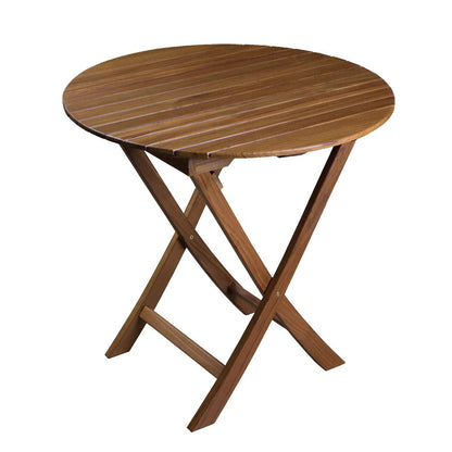 Mesa auxiliar plegable para exteriores de madera maciza redondeada marrón de 30"