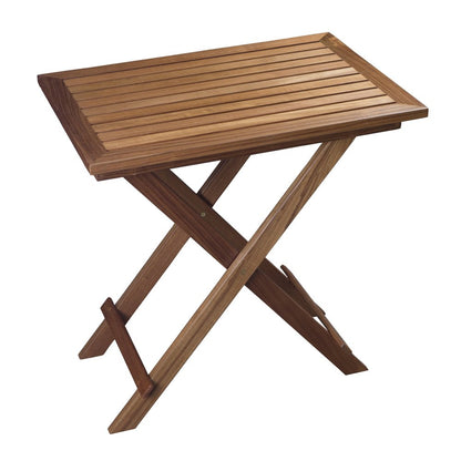Mesa auxiliar plegable para exteriores de madera maciza marrón de 28"