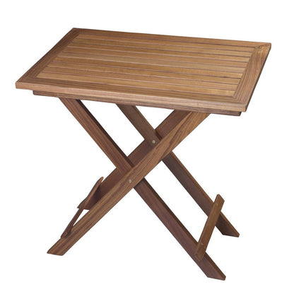 Mesa auxiliar plegable para exteriores de madera maciza marrón de 28"