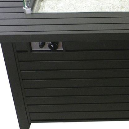 50000 BTU 54" Black And Clear Aluminum Propane Rectangular Fire pit table With Cover