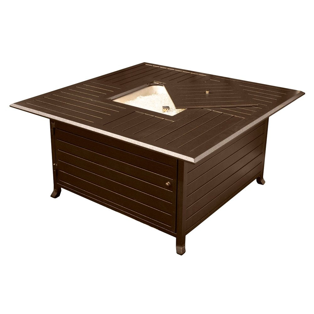 42000 BTU 45" Bronze Aluminum Propane Square Fire pit table With Cover