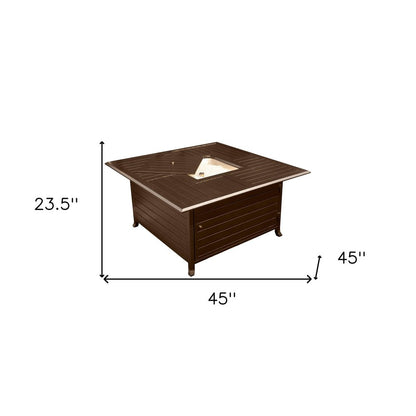 42000 BTU 45" Bronze Aluminum Propane Square Fire pit table With Cover