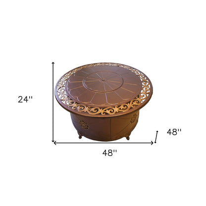 42000 BTU 48" Bronze Aluminum Propane Round Fire pit table With Cover