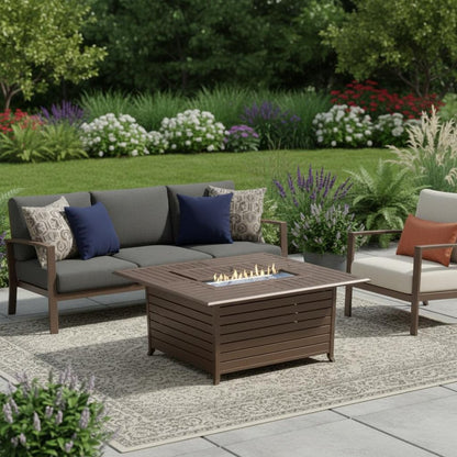 42000 BTU 36" Bronze Aluminum Propane Rectangular Fire pit table With Cover