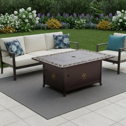 42000 BTU 35" Bronze Aluminum Propane Rectangular Fire pit table With Cover