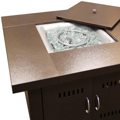 40000 BTU 38" Antiqued Bronze Steel Propane Square Fire pit table With Cover