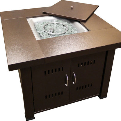 40000 BTU 38" Antiqued Bronze Steel Propane Square Fire pit table With Cover