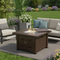 40000 BTU 38" Antiqued Bronze Steel Propane Square Fire pit table With Cover