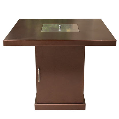 40000 BTU 30" Antiqued Bronze And Gold Steel Propane Square Fire pit table With Cover