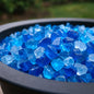 Blue Round Reflective Fire Pit Glass