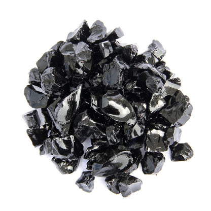 Black Round Reflective Fire Pit Glass