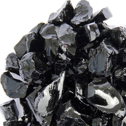 Black Round Reflective Fire Pit Glass