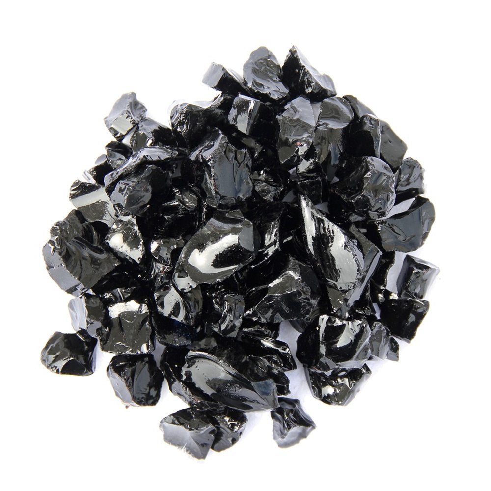 Black Round Reflective Fire Pit Glass