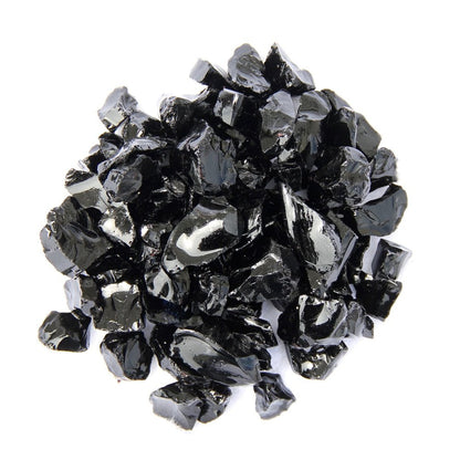 Black Round Reflective Fire Pit Glass