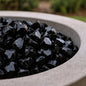 Black Round Reflective Fire Pit Glass