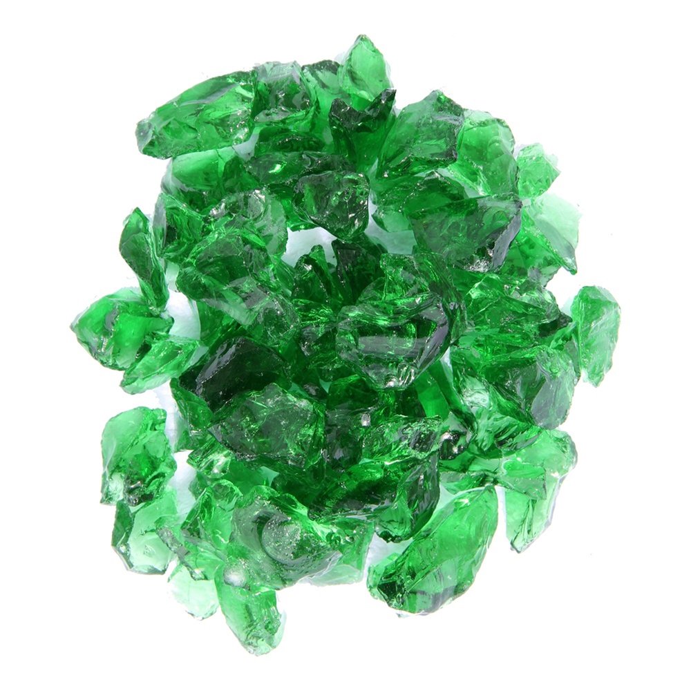 Green Round Reflective Fire Pit Glass