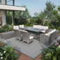 Ten Piece Gray Wicker Multiple Chairs Seating Group With Fire Pit And Table