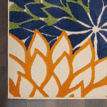 10' X 13' Blue And Orange Indoor Outdoor Area Rug