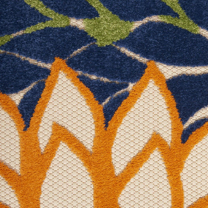 10' X 13' Blue And Orange Indoor Outdoor Area Rug
