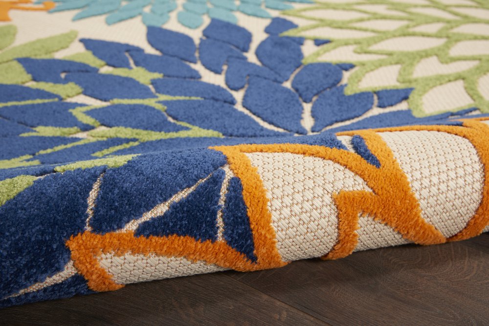 10' X 13' Blue And Orange Indoor Outdoor Area Rug