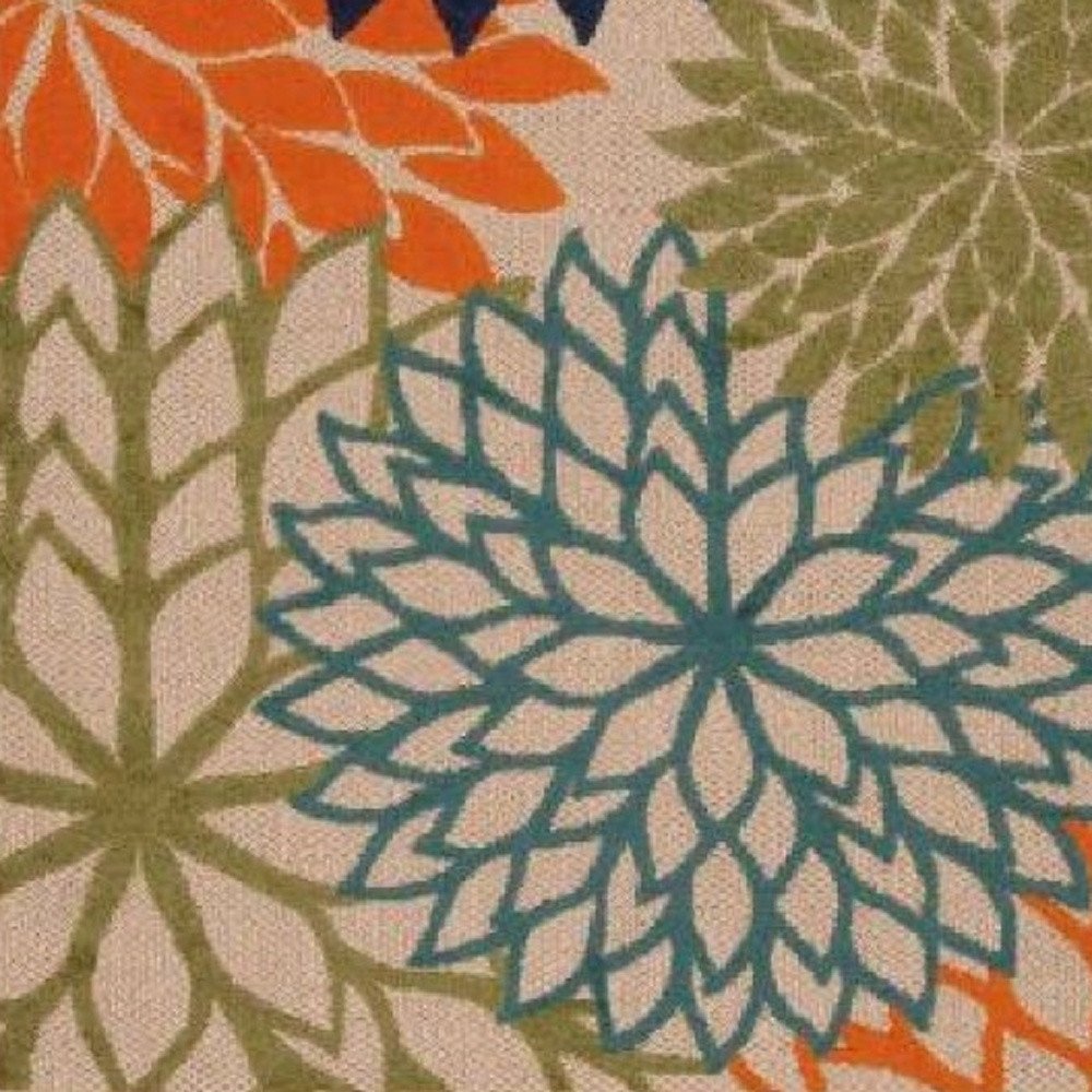 10' X 13' Blue And Orange Indoor Outdoor Area Rug