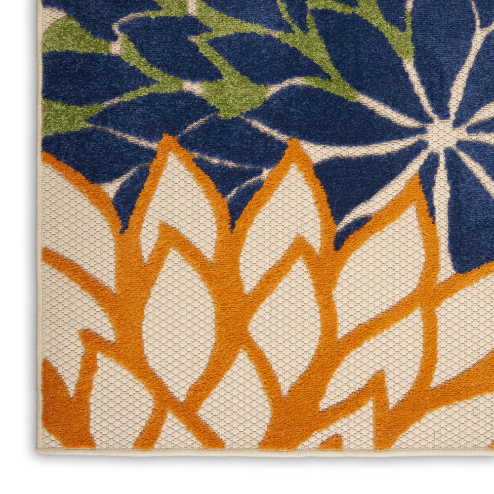 10' X 13' Blue And Orange Indoor Outdoor Area Rug