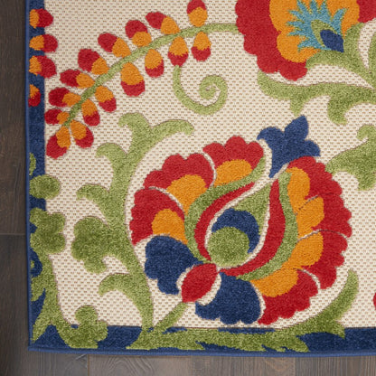10' X 13' Blue And Beige Indoor Outdoor Area Rug