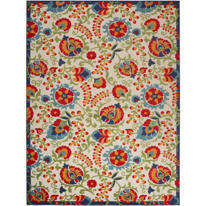10' X 13' Blue And Beige Indoor Outdoor Area Rug
