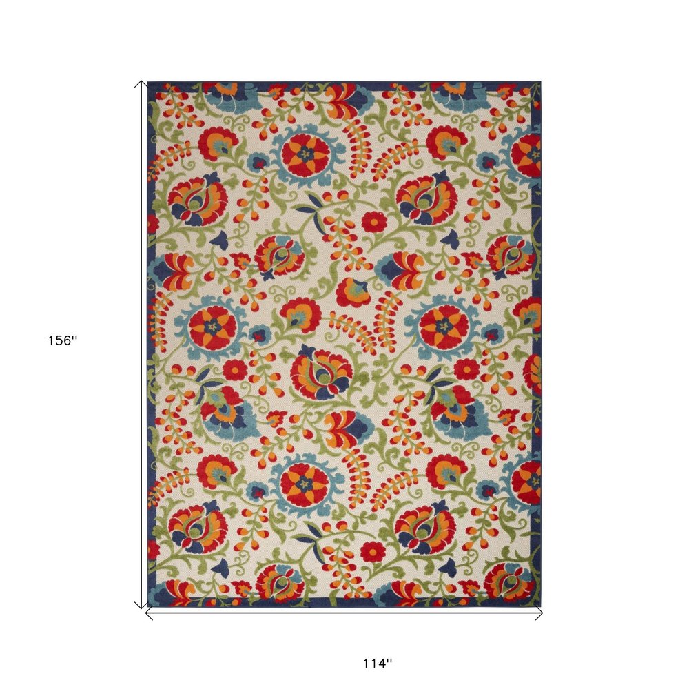 10' X 13' Blue And Beige Indoor Outdoor Area Rug