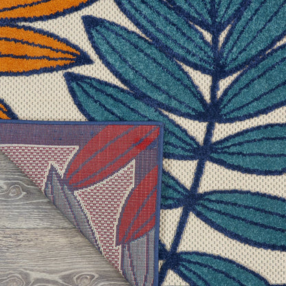 10' X 13' Blue And Beige Indoor Outdoor Area Rug