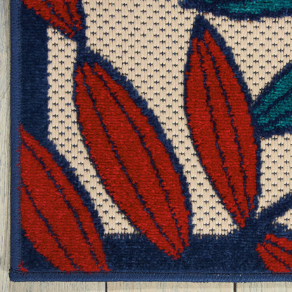 10' X 13' Blue And Beige Indoor Outdoor Area Rug