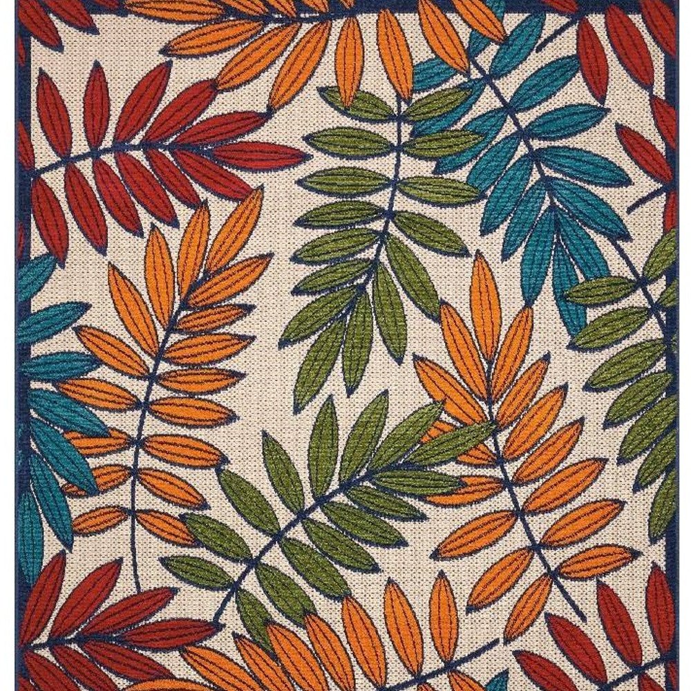 10' X 13' Blue And Beige Indoor Outdoor Area Rug
