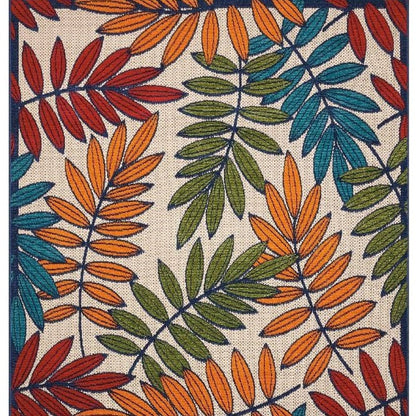 10' X 13' Blue And Beige Indoor Outdoor Area Rug