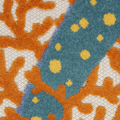 10' X 13' Blue And Yellow Indoor Outdoor Area Rug