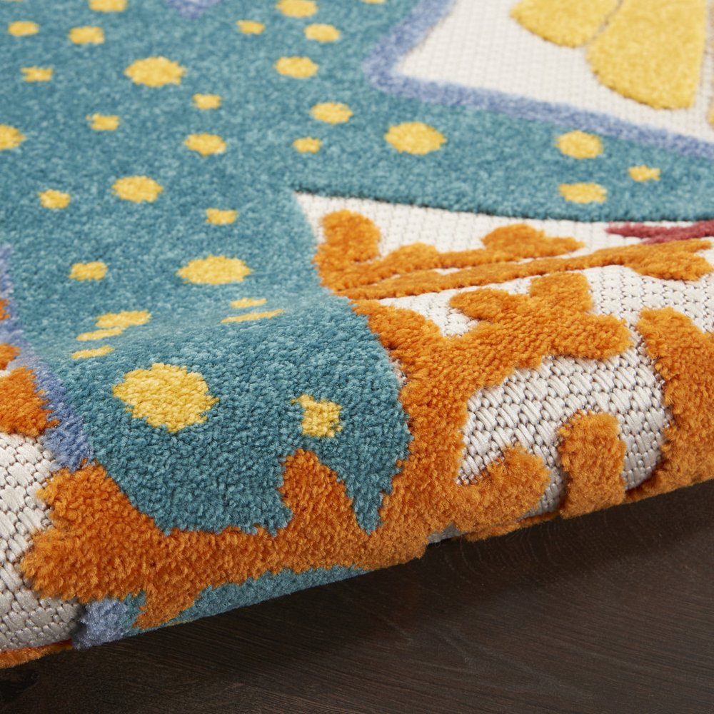 10' X 13' Blue And Yellow Indoor Outdoor Area Rug
