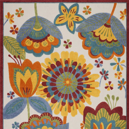 10' X 13' Blue And Yellow Indoor Outdoor Area Rug